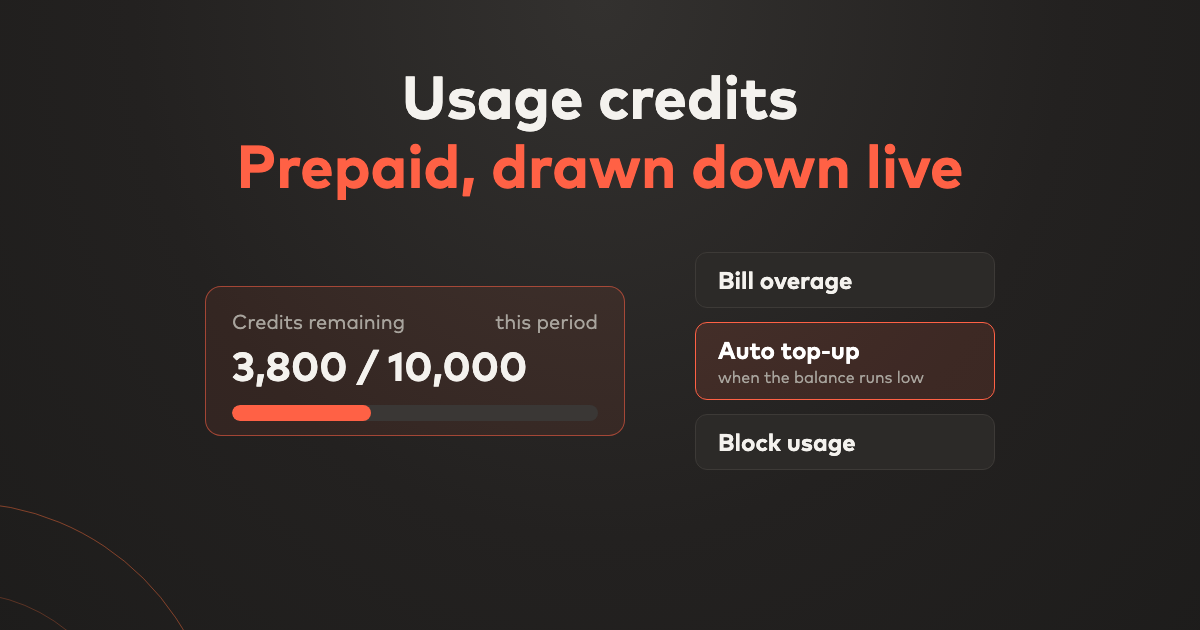 Usage credits: sell prepaid credits and draw usage down in Bunny